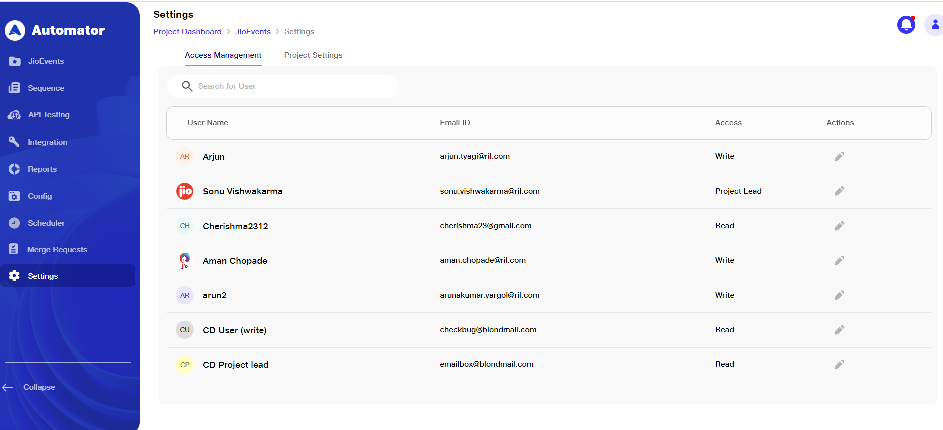 Access management section