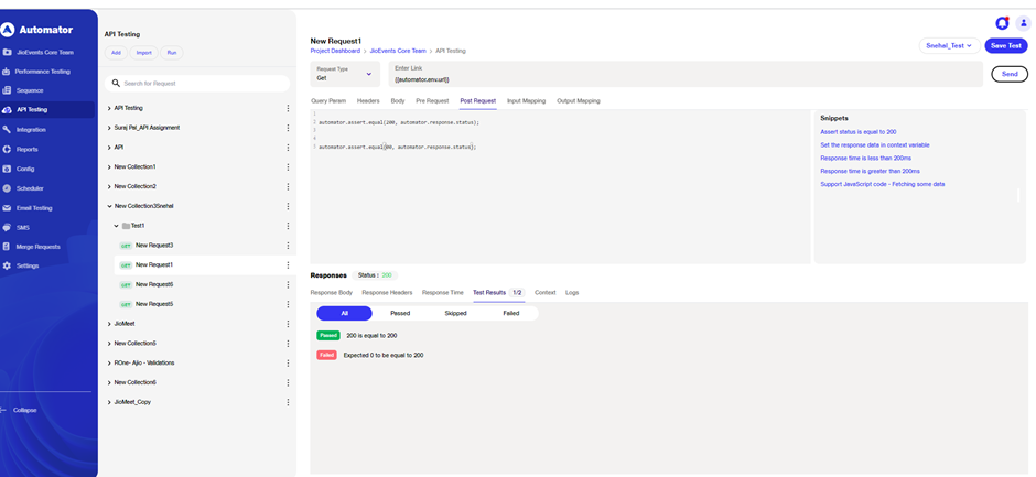 API test result 