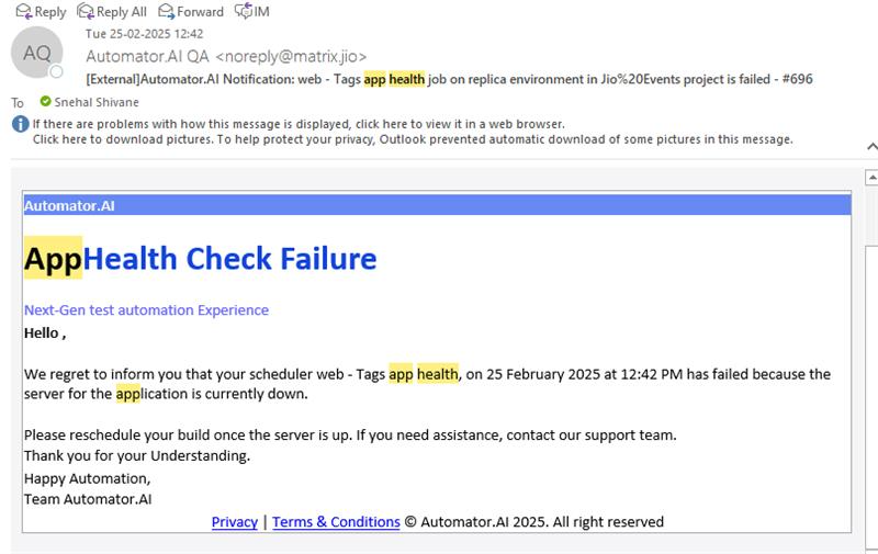 App healthfailure email 
