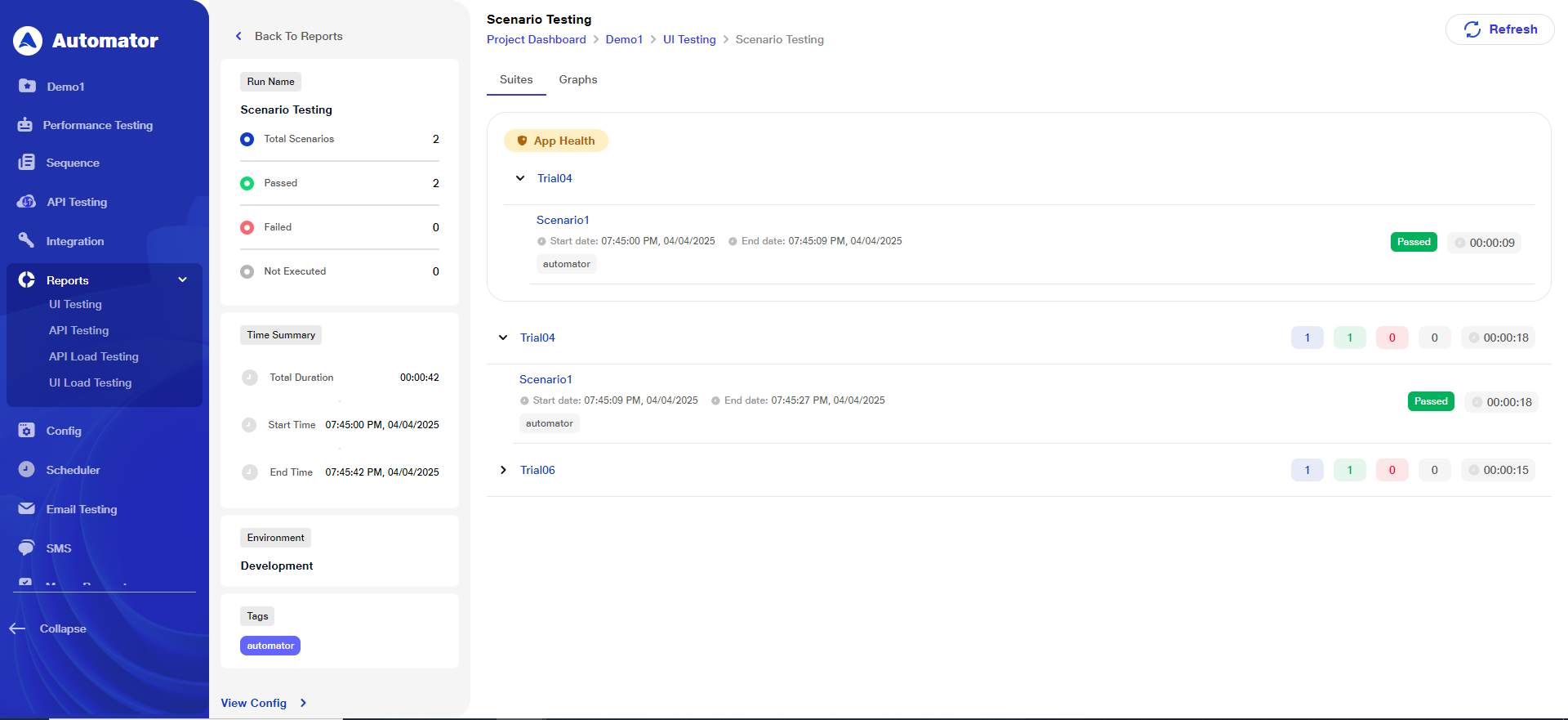 success reports for app health