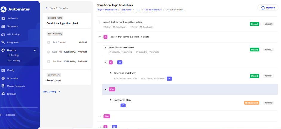 Reports section image for nested condition