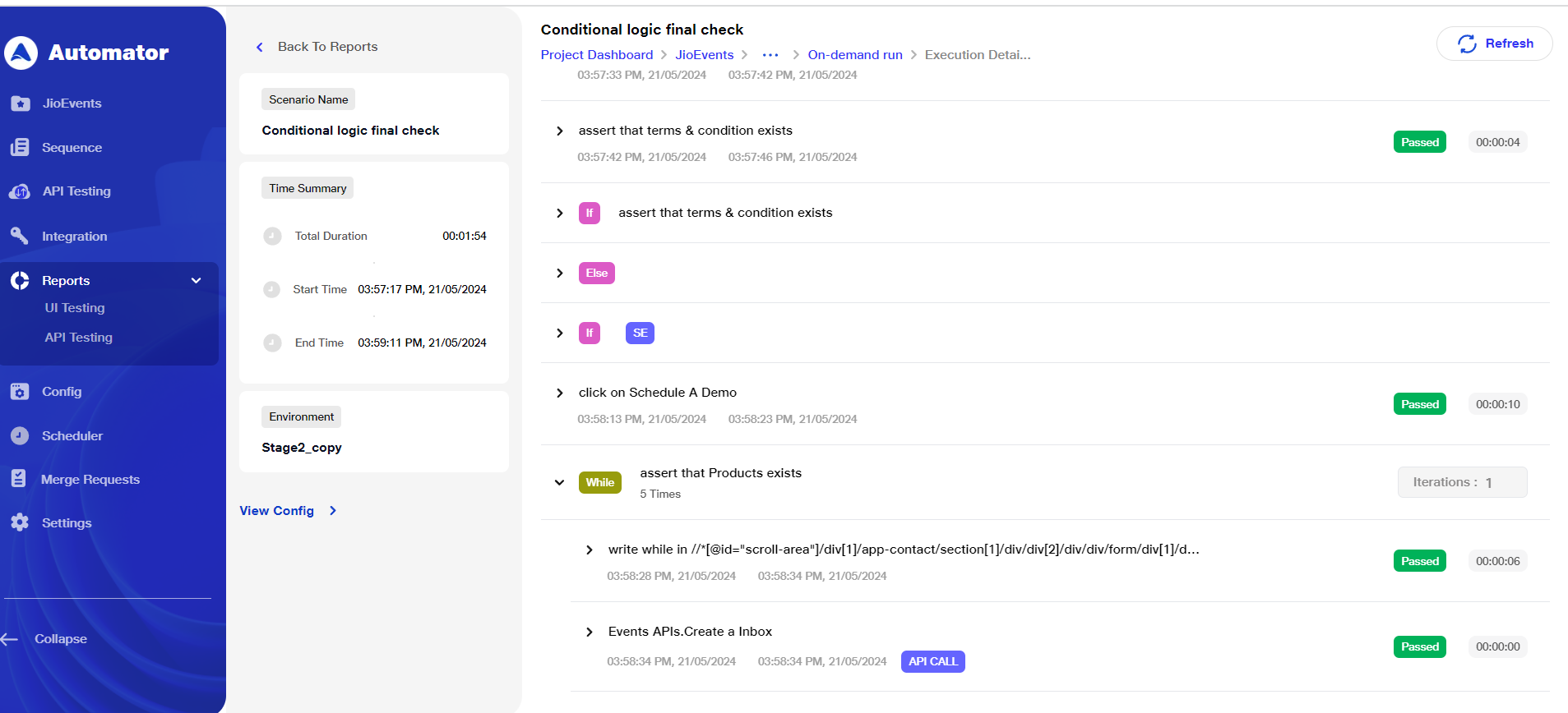 Reports section image for while condition