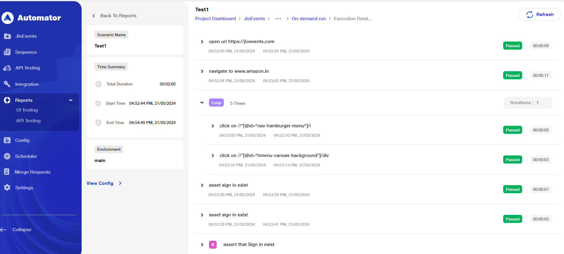 Reports section image for loop condition