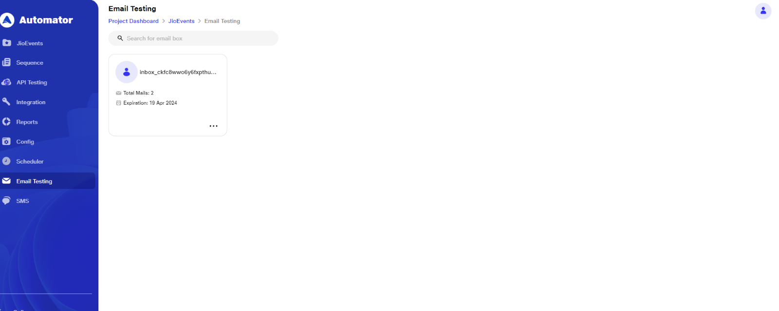 Email Testing tab