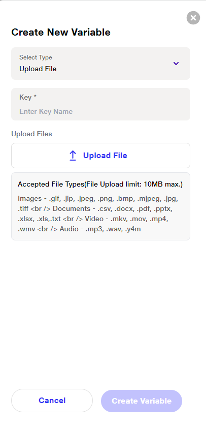 Types of Upload file variable