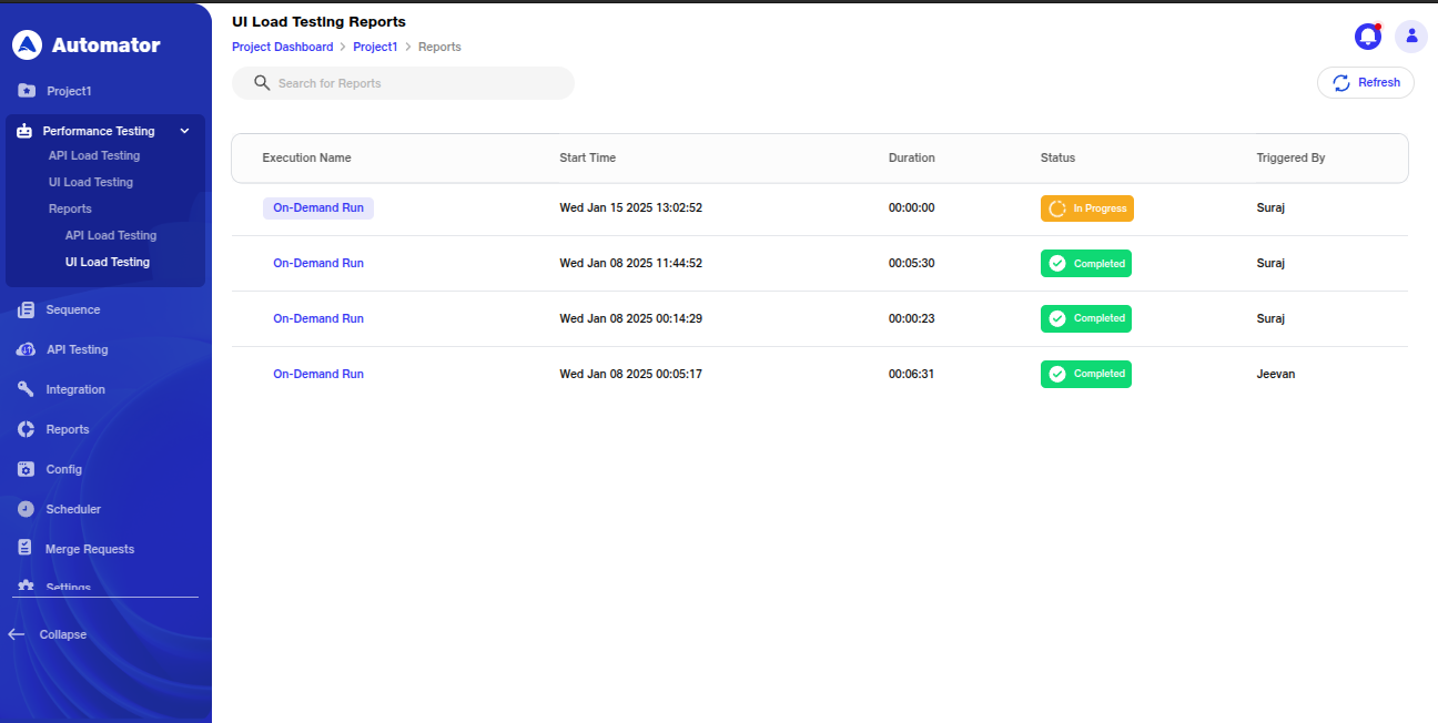 Ui load test report page image
