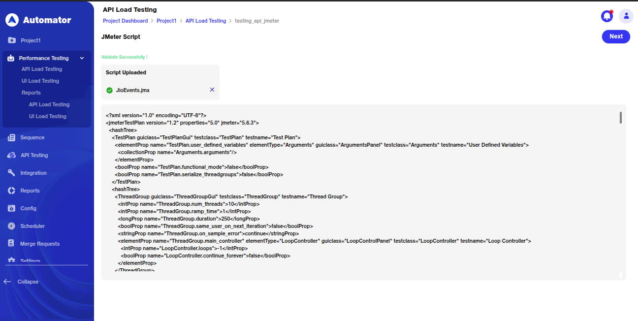 Jmeter script uploaded image