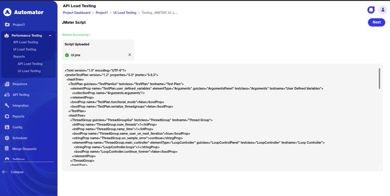 Jmeter script uploaded image