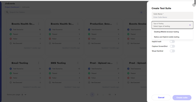 Suite Creation for Mobile Testing