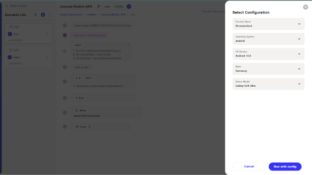 Available device visible for Browserstack 