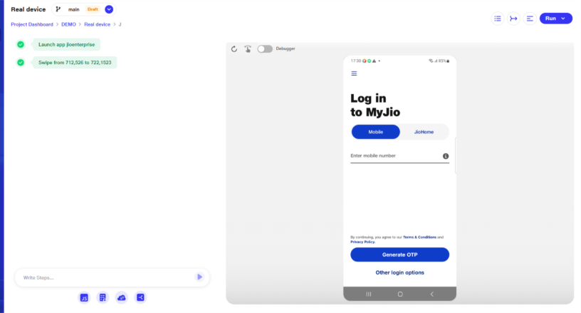 App launch and scenario creation 