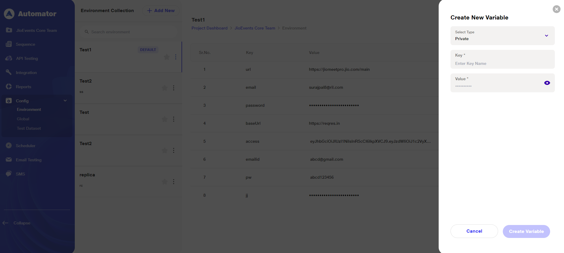  Private variable creation