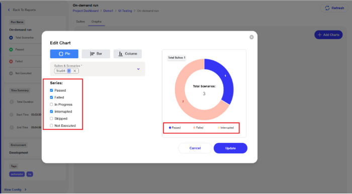Filter for execution status  
