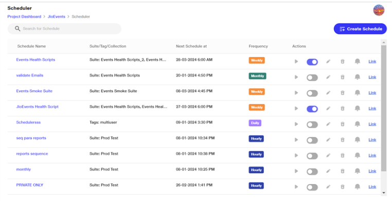 Scheduler list view 