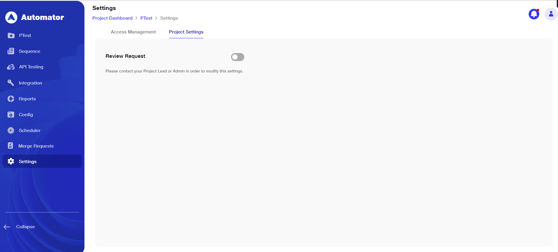 Review request page for other users