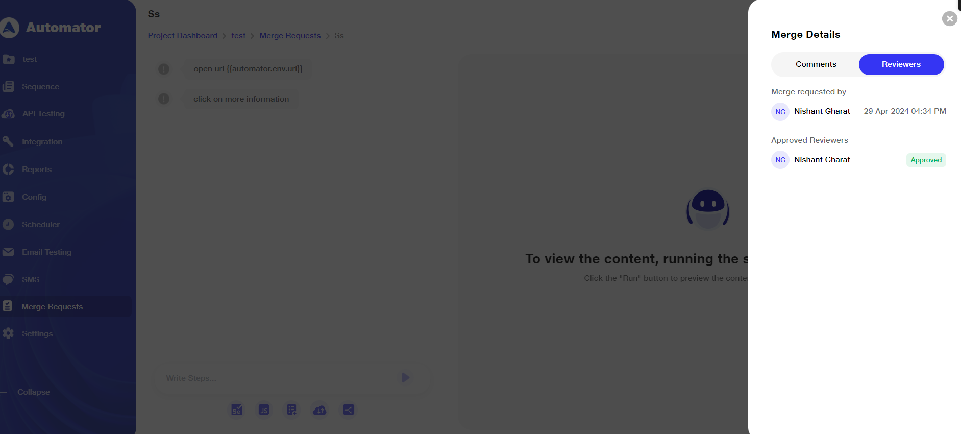Merge details page